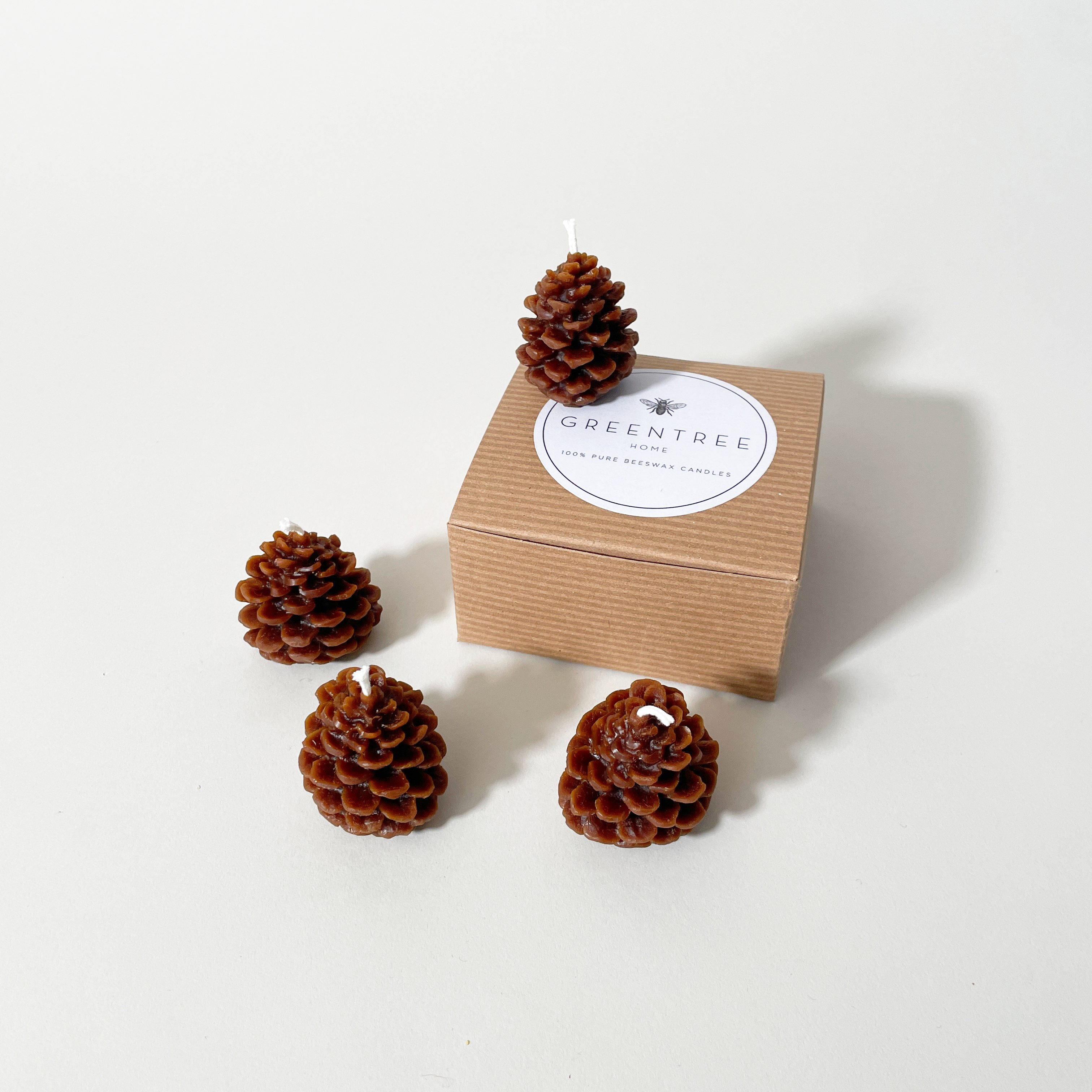 Pine Cone Beeswax Candles, Set of 4