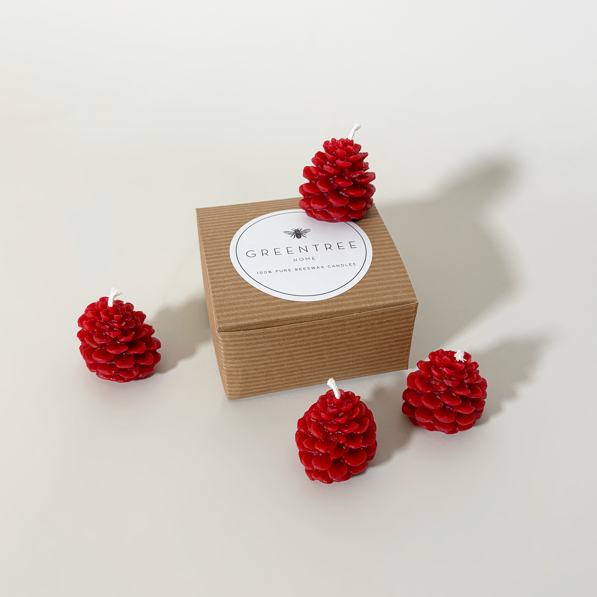 Tiny Pine Cone Beeswax Candles, Set of 4