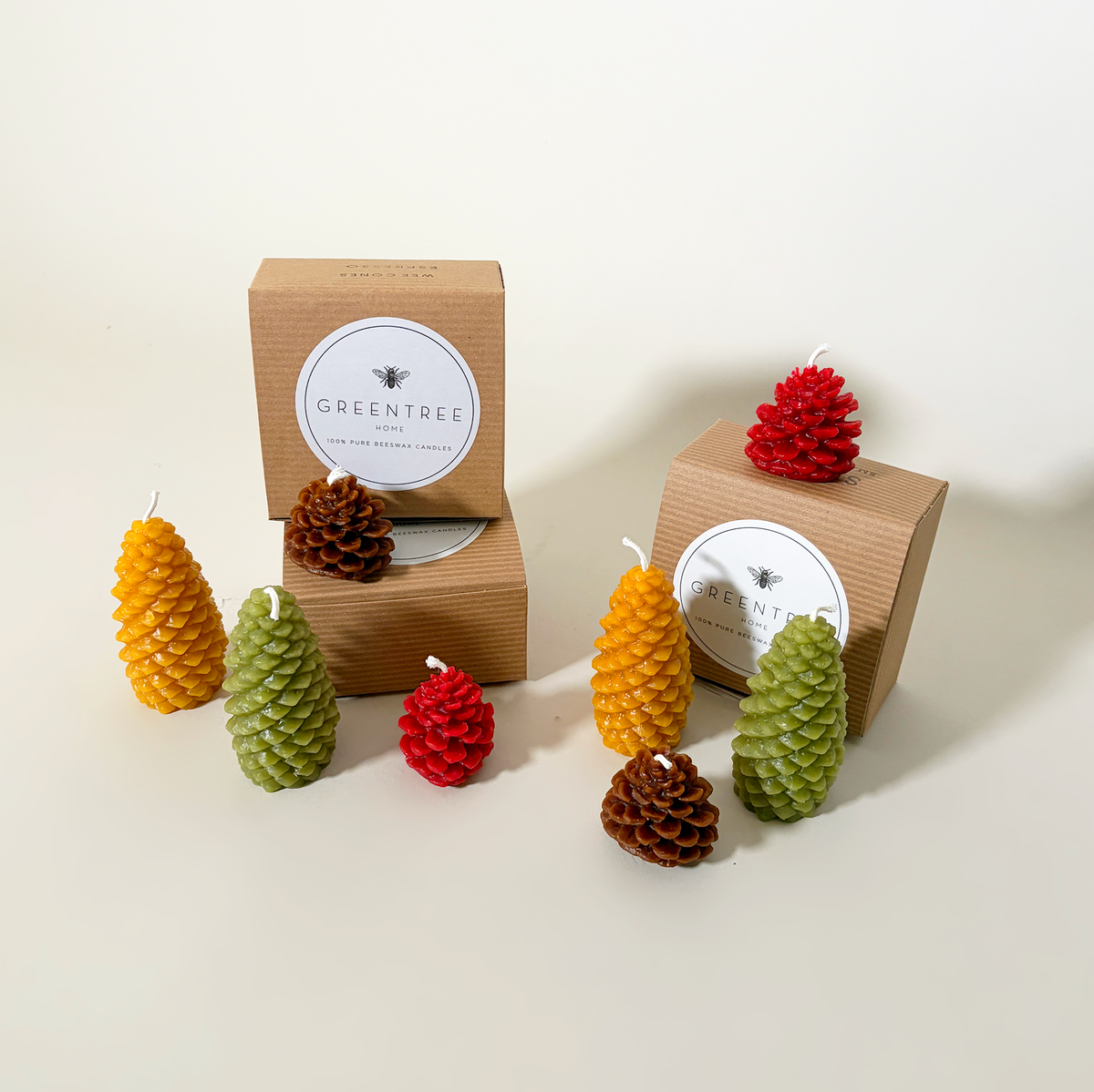 Tiny Pine Cone Beeswax Candles, Set of 4