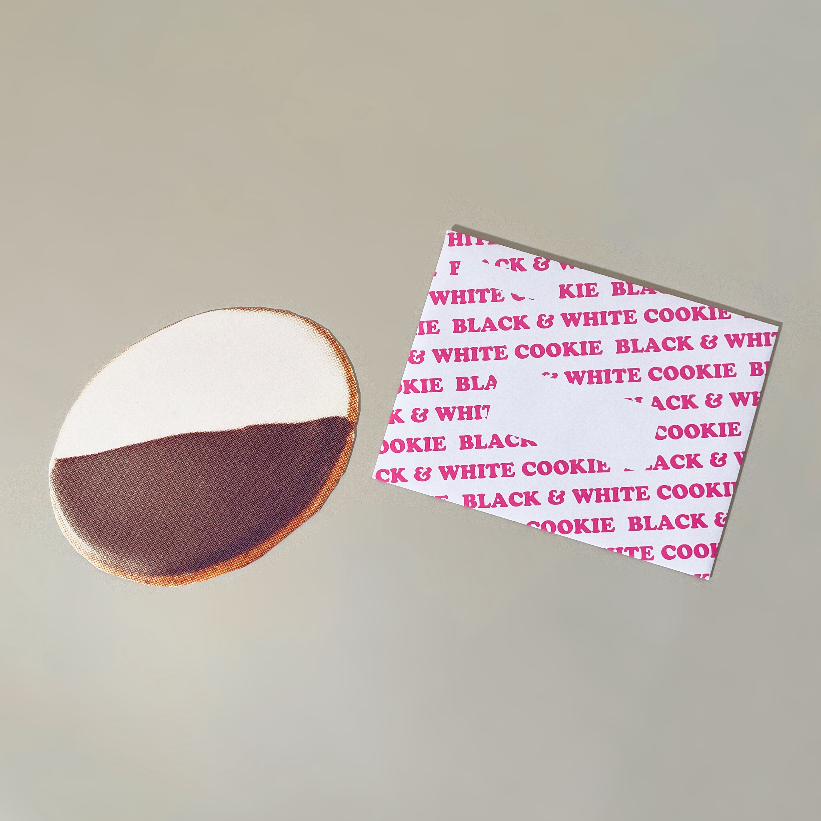 Black & White Cookie Die-Cut Postcard w/ Envelope