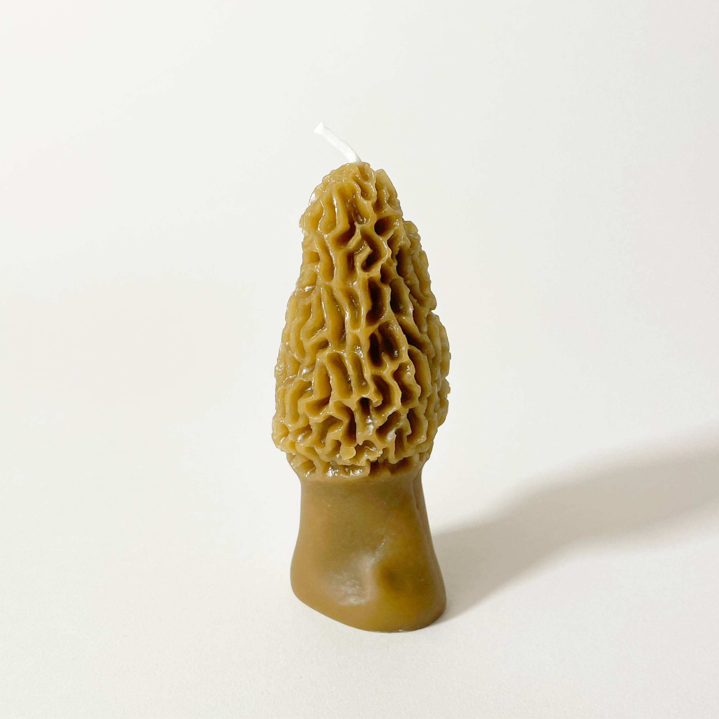 Happy Organics 100% Pure Beeswax Morel Mushroom-Shaped Candle, Medium