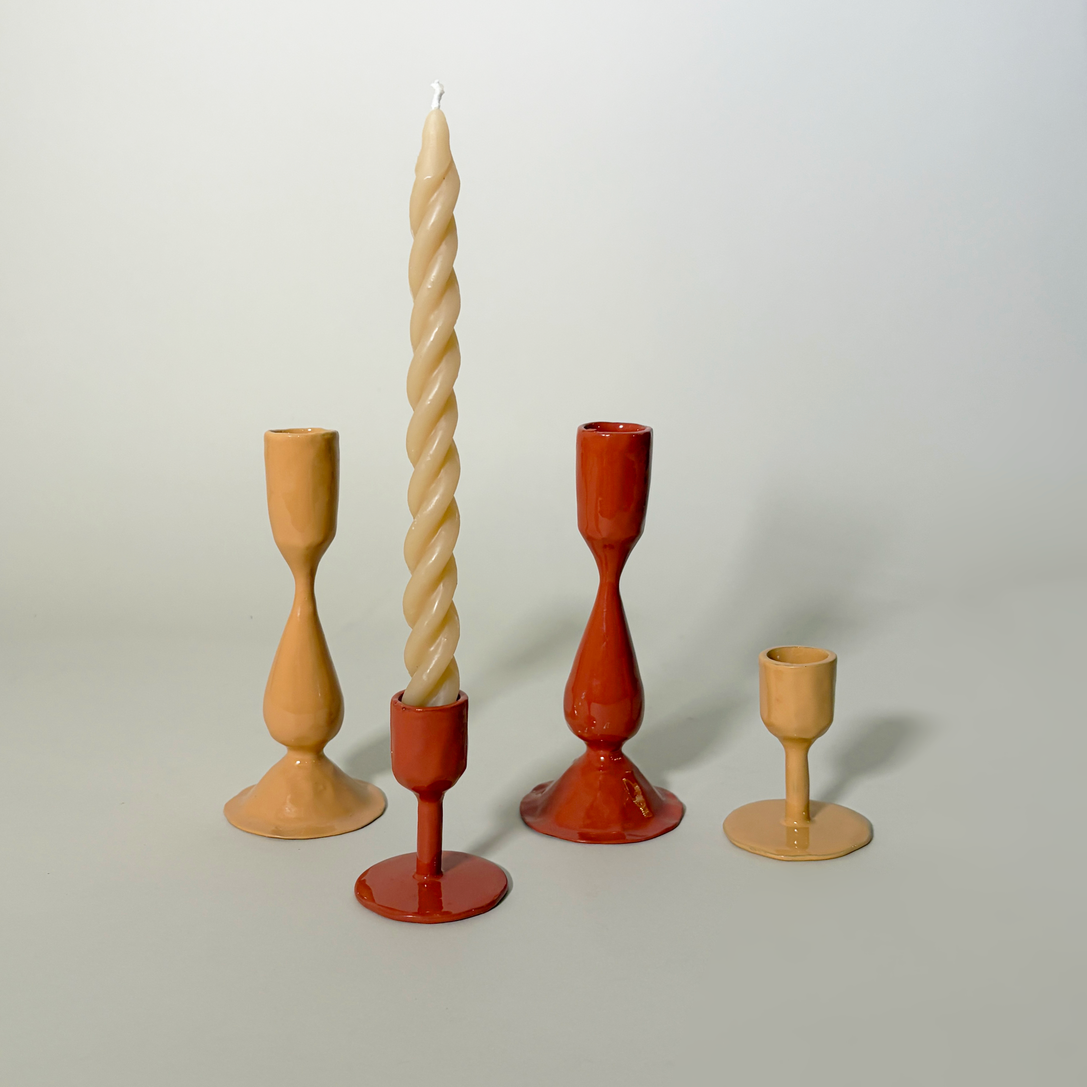 Tall Enameled Cast Iron Candle Holders