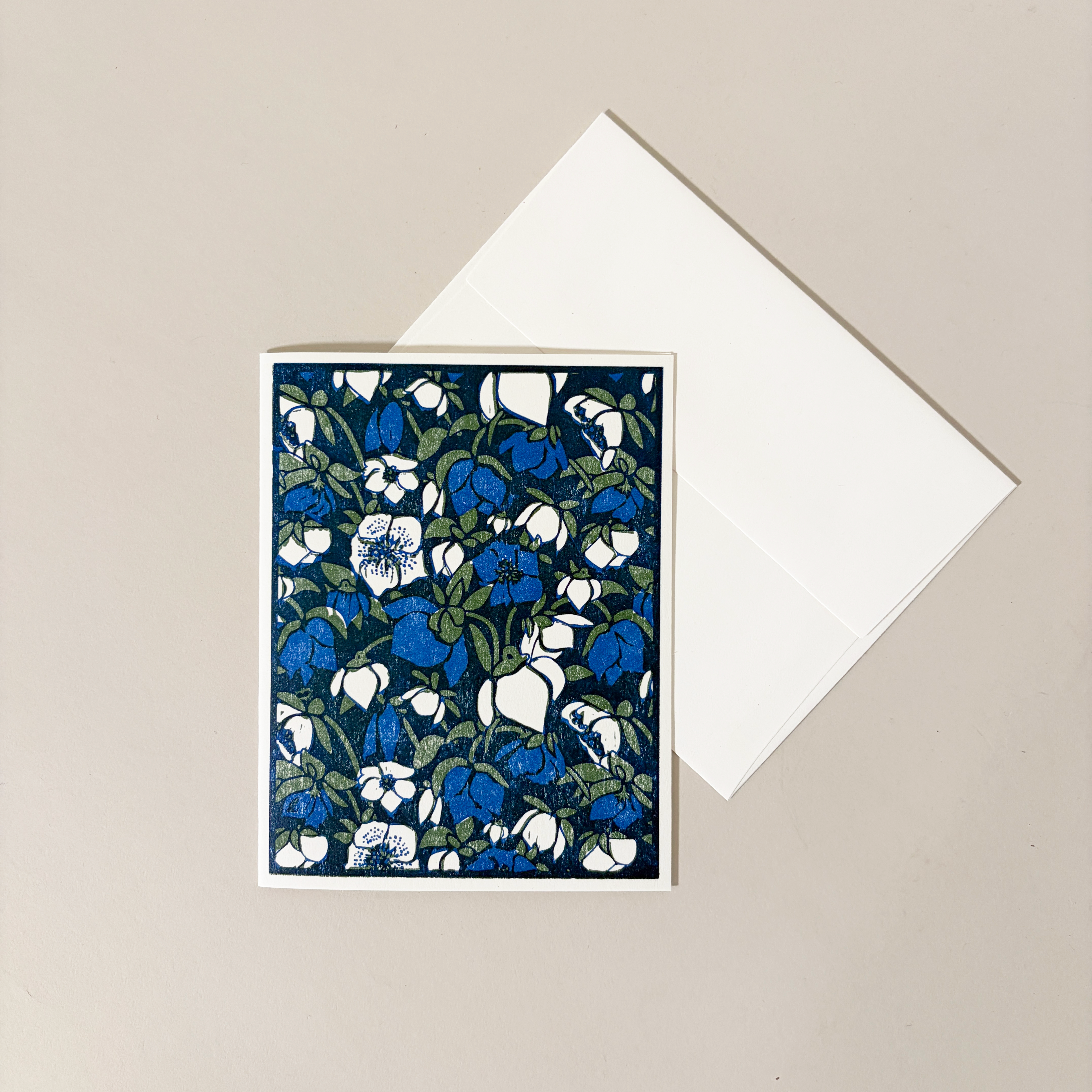 Hellebore Floral Pattern Letterpress Card