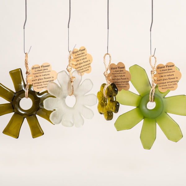 Hippie Glass Recycled Glass Snowflake Ornaments