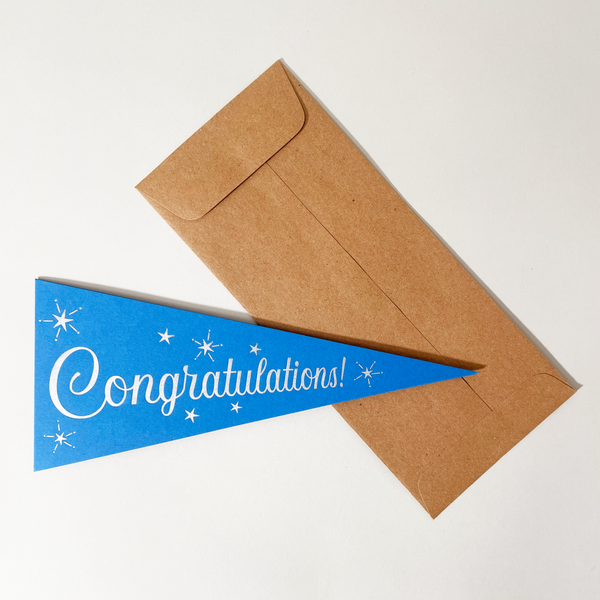 Inkello Letterpress - Congratulations Pennant Card - R&D Goods