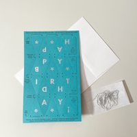 Inkello "Happy Birthday!" Pull Apart Pennant Birthday Card, Aqua