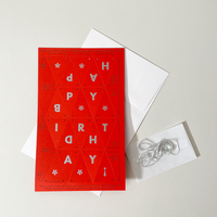 Inkello "Happy Birthday!" Pull Apart Pennant Birthday Card, Red