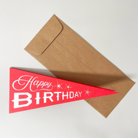 Inkello Letterpress "Happy Birthday!" Red Pennant Greeting Card