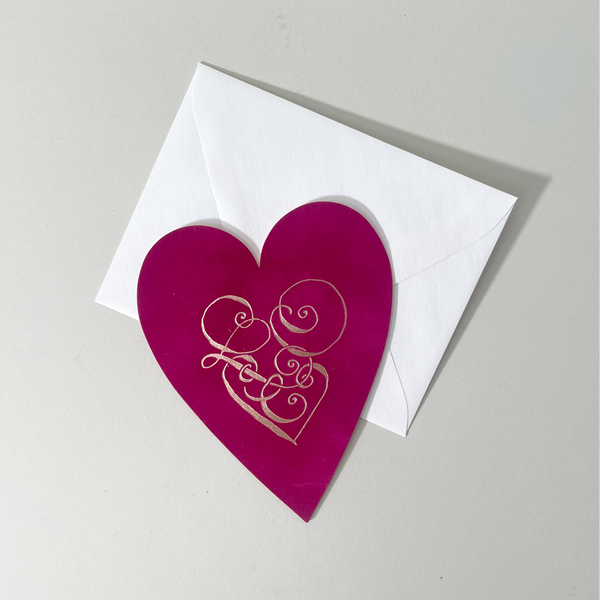 Inkello Letterpress Velveteen Heart-Shaped Card