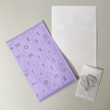 Inkello Letterpress "Welcome, Little One" New Baby Pennant Card, Lavender