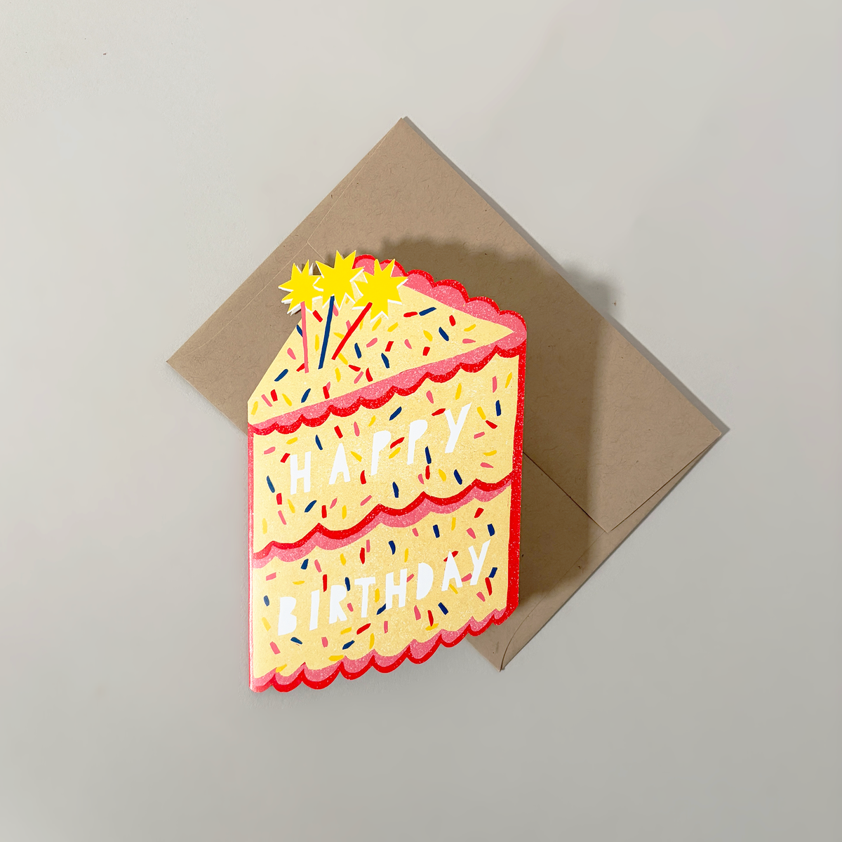 Birthday Cake Slice Die Cut Card