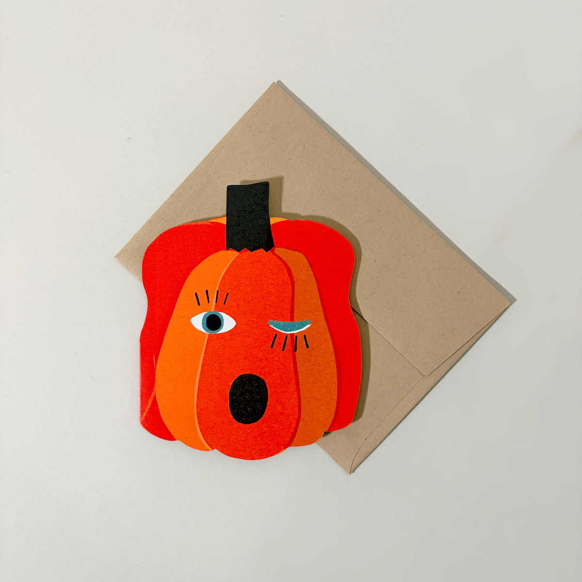 Winking Pumpkin Die Cut Card