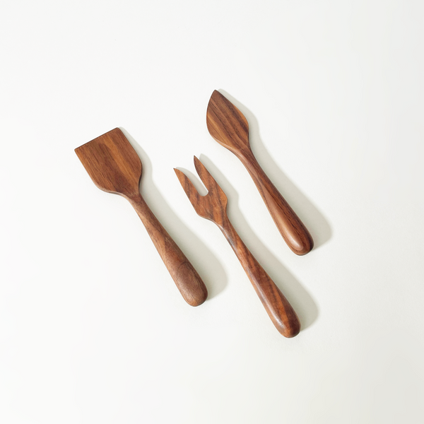 JBrody & Co. Walnut Wood Cheese Utensils