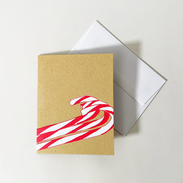 Screen Printed Candy Cane Card