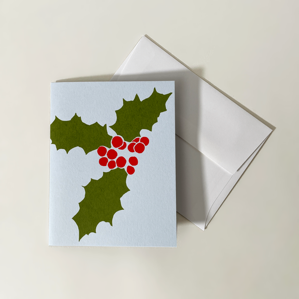 Screen Printed Holly Card