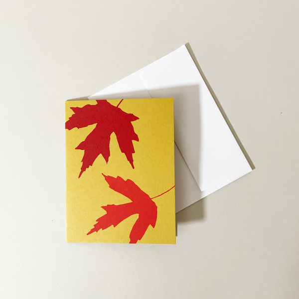 Screen Printed Maple Leaves Card