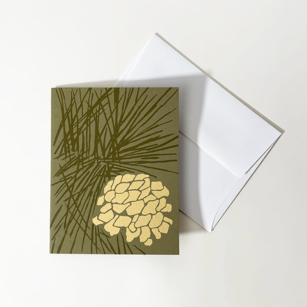 Screen Printed Pinecone Card