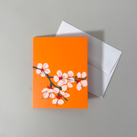Screen Printed Apricot Blossom Card