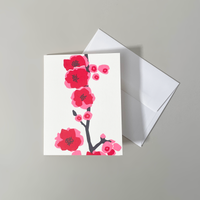 Screen Printed Cherry Blossom Card