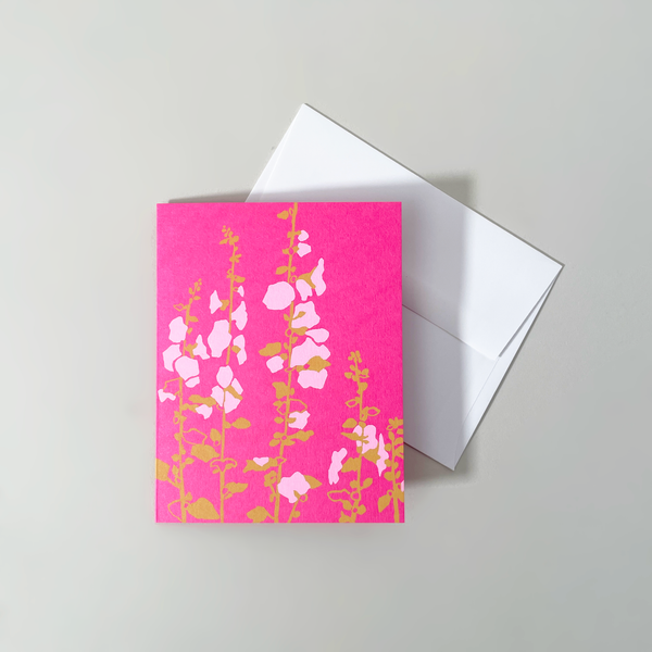 Screen Printed Hollyhock Card