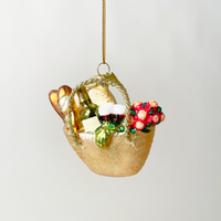 Baguette Basket Blown Glass Ornament