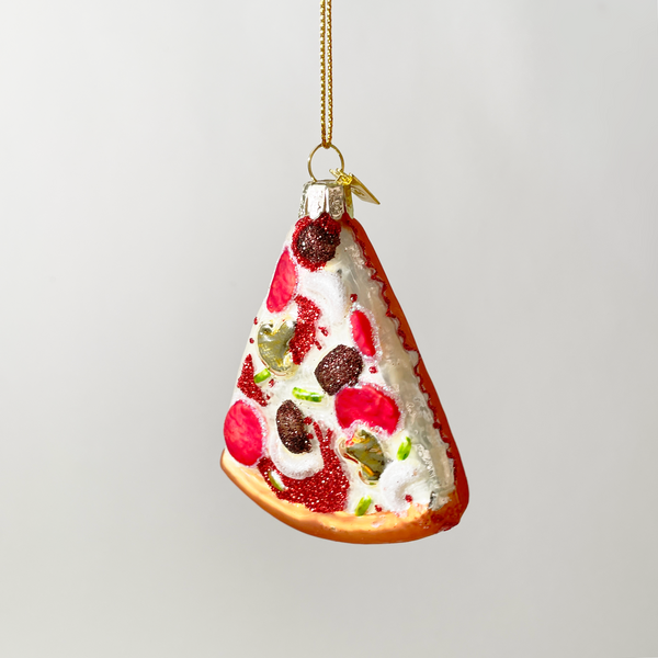 Kurt Adler Pizza Slice Blown Glass Ornament