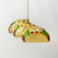 Kurt Adler Taco Trio Blown Glass Ornament