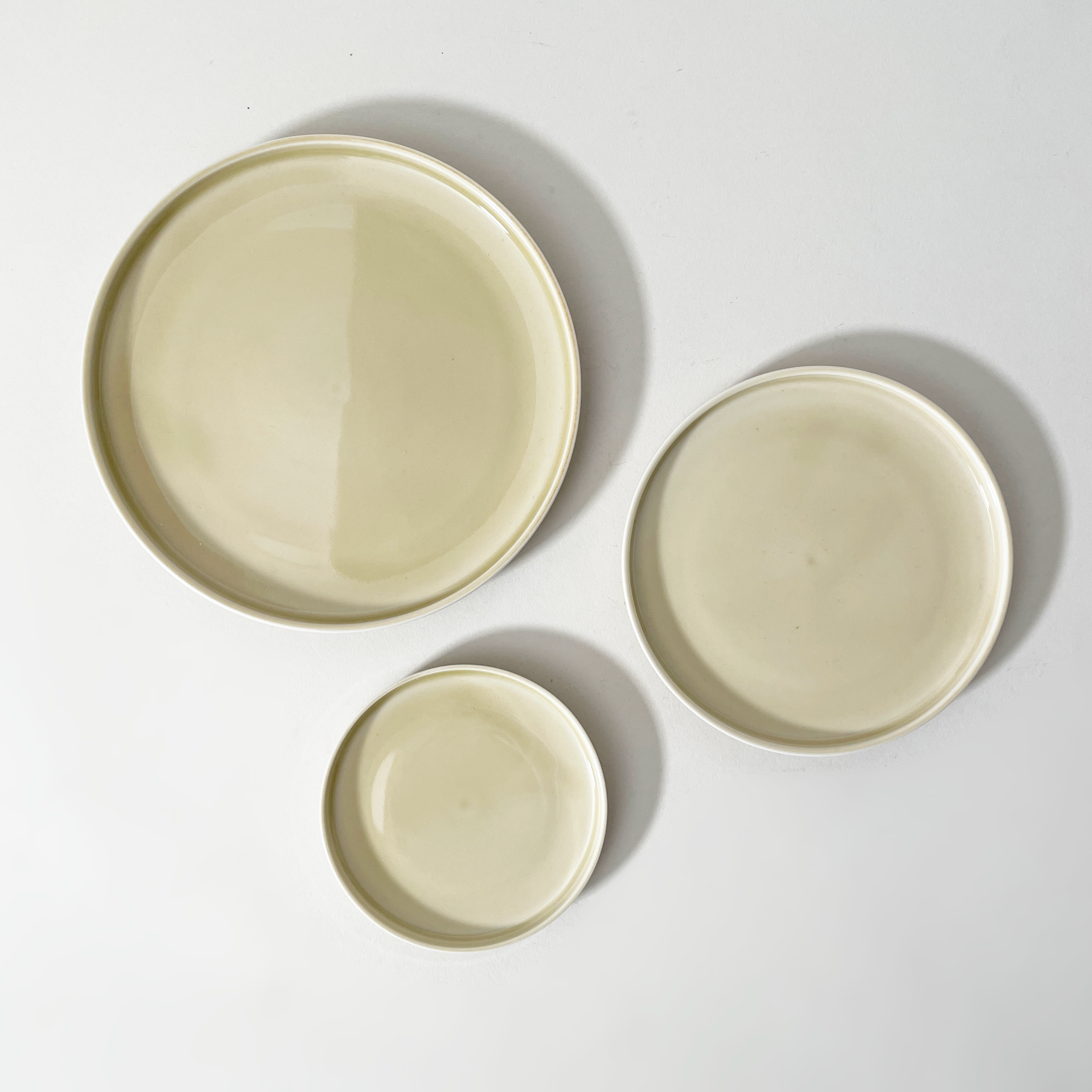 LOIS The Store Tripware Japanese Recycled Ceramic Lid Plates, Hay - Small, Medium, & Large