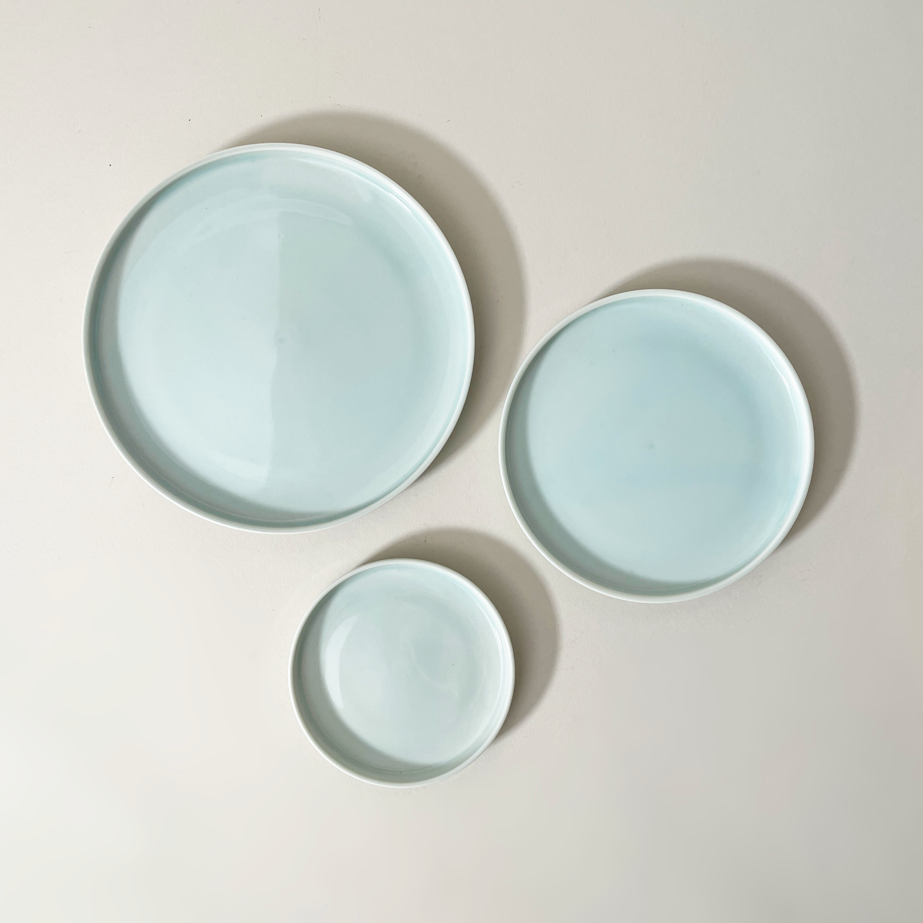 LOIS The Store Tripware Japanese Recycled Ceramic Lid Plates, Water Blue - Small, Medium, & Large