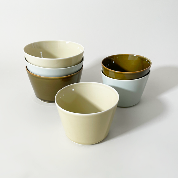 LOIS The Store Tripware Japanese Recycled Ceramic Straight-Sided Bowls - Water Blue, Hay, & Olive