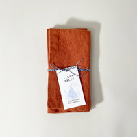 Linen Tales Set of 2 Stone-Washed Linen Napkins Baked Clay