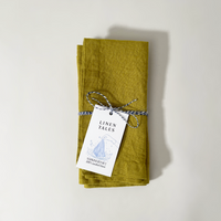 Linen Tales Set of 2 Stone-Washed Linen Napkins Moss