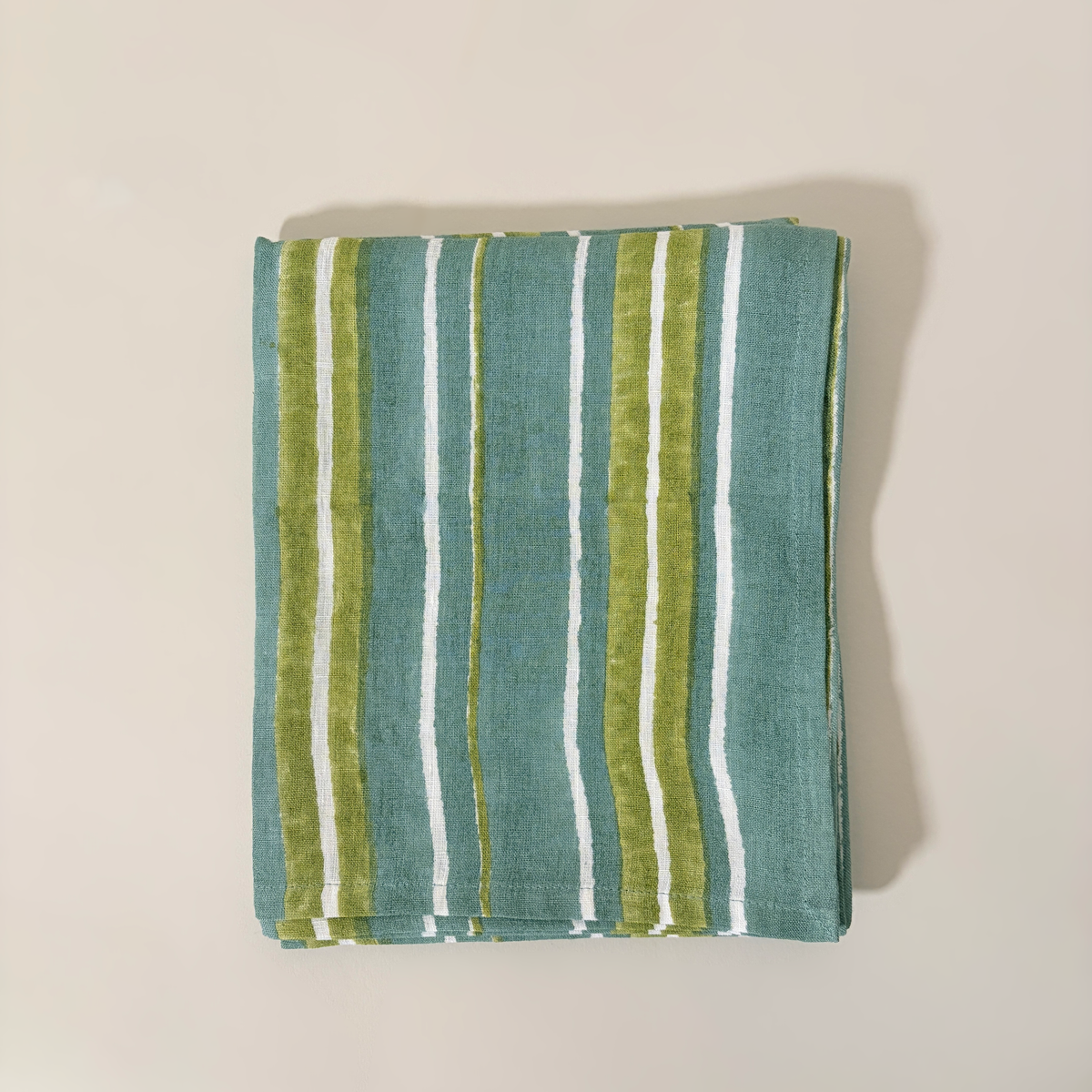 Block Print Striped Table Linen Runner
