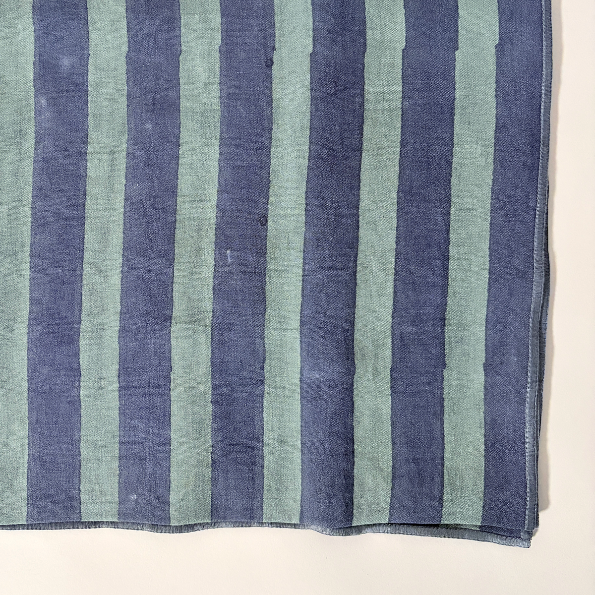 Block Print Striped Linen Tablecloth