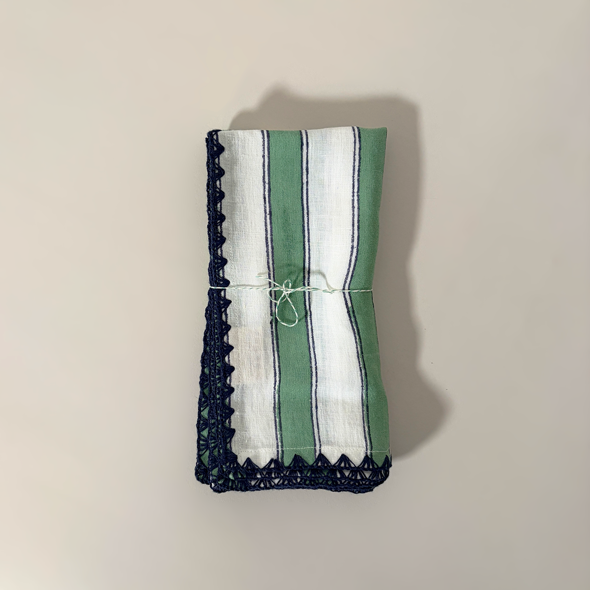 Block Print Striped Linen Napkins, Set of 2