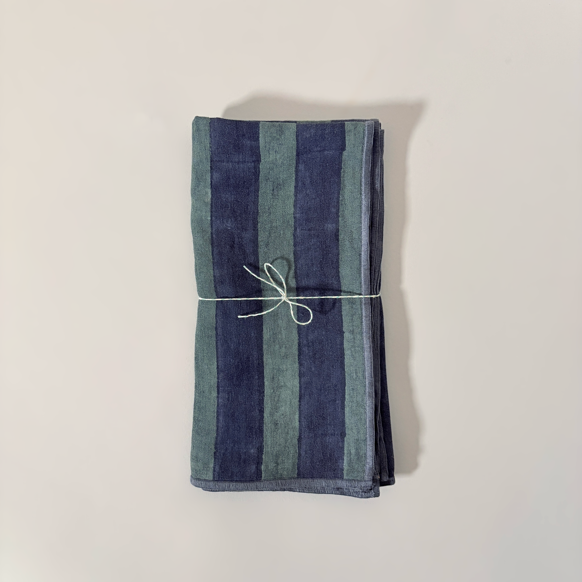 Block Print Striped Linen Napkins, Set of 2