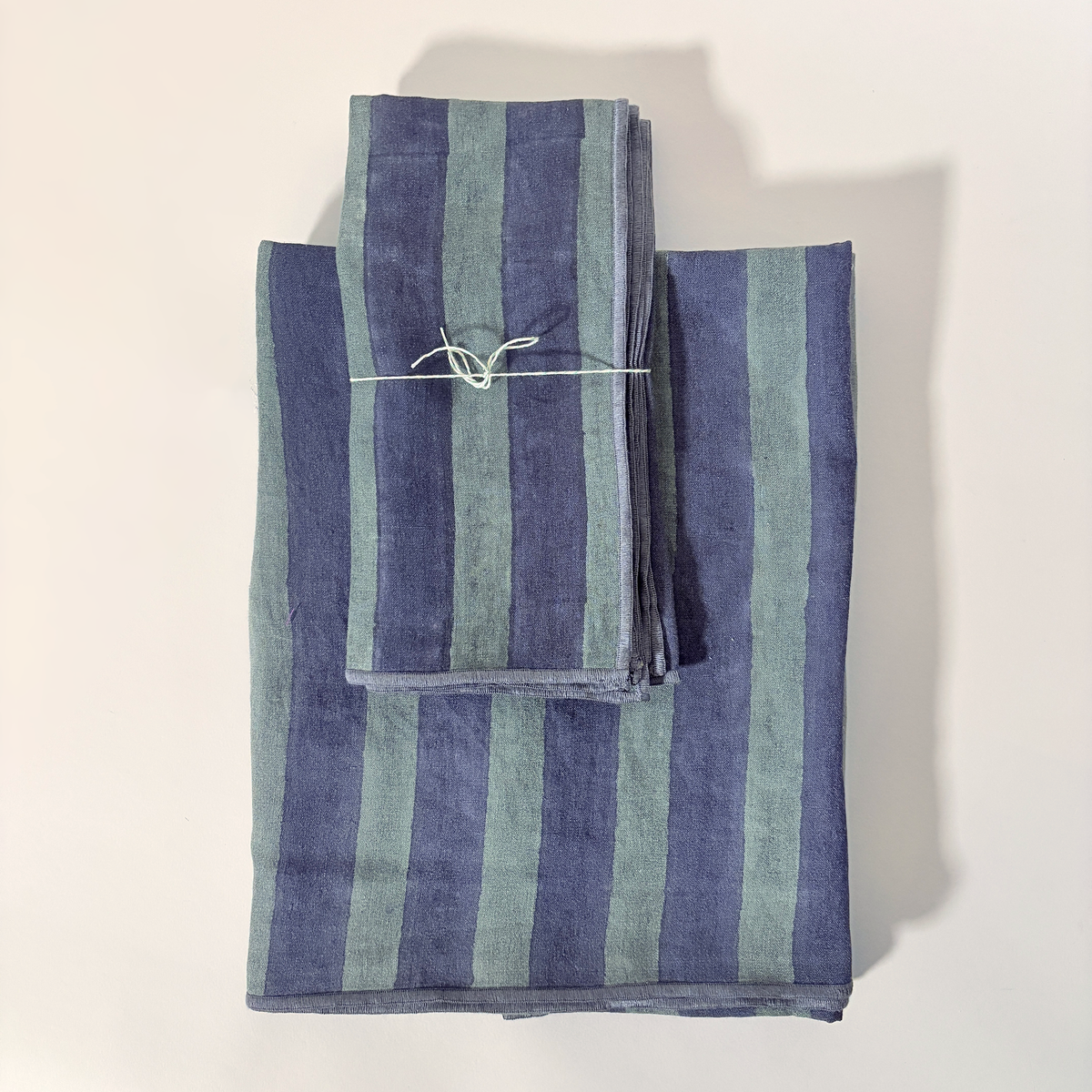 Block Print Striped Linen Napkins, Set of 2