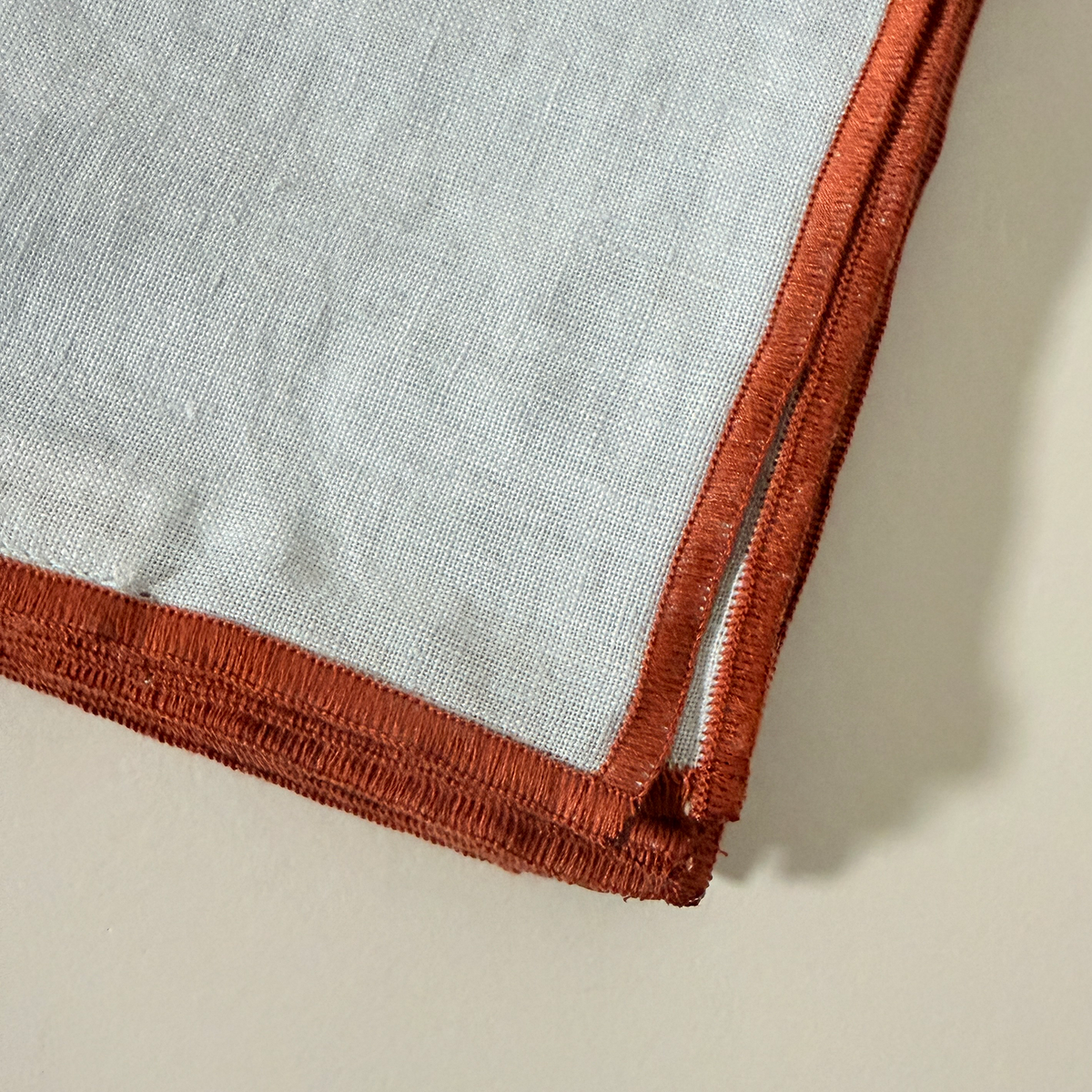 Sky Contrast Hemmed Linen Napkins, Set of 2