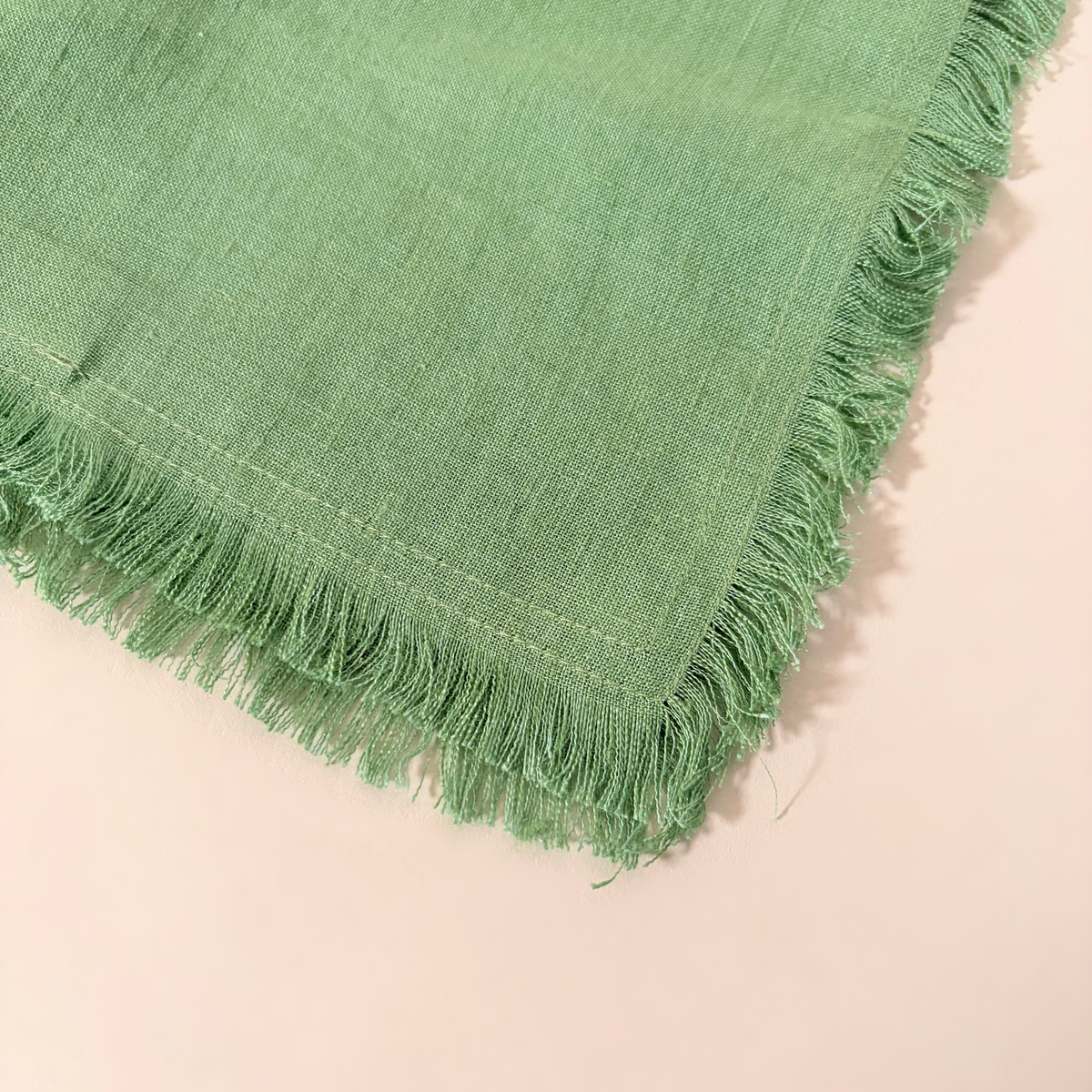 Fringe Edged Linen Runner, Retro Green