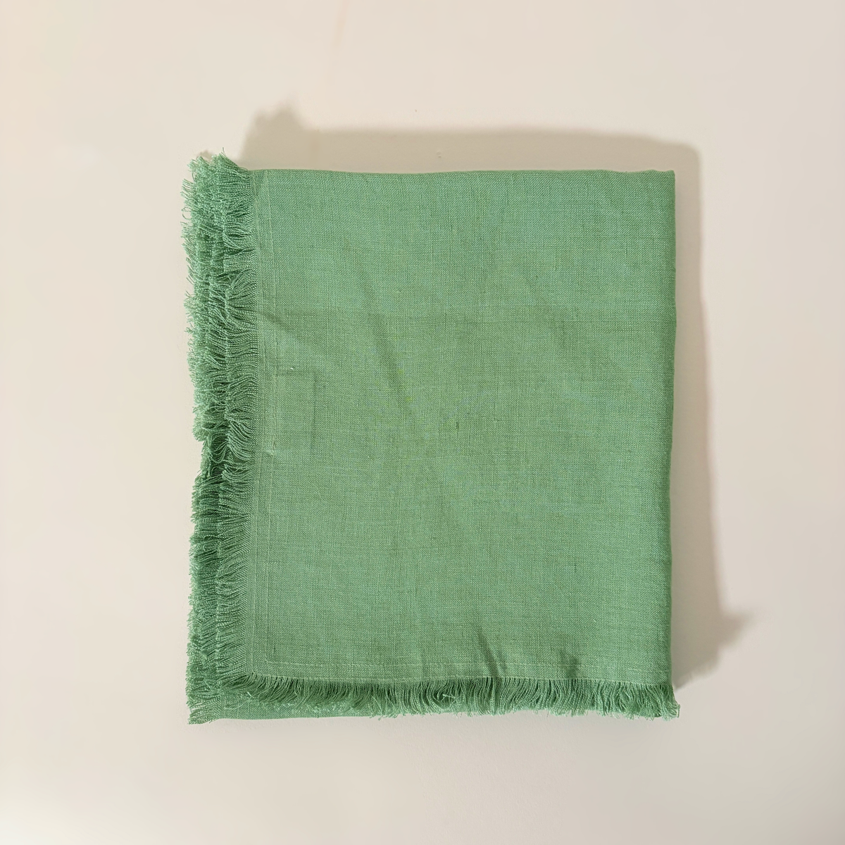Fringe Edged Linen Runner, Retro Green