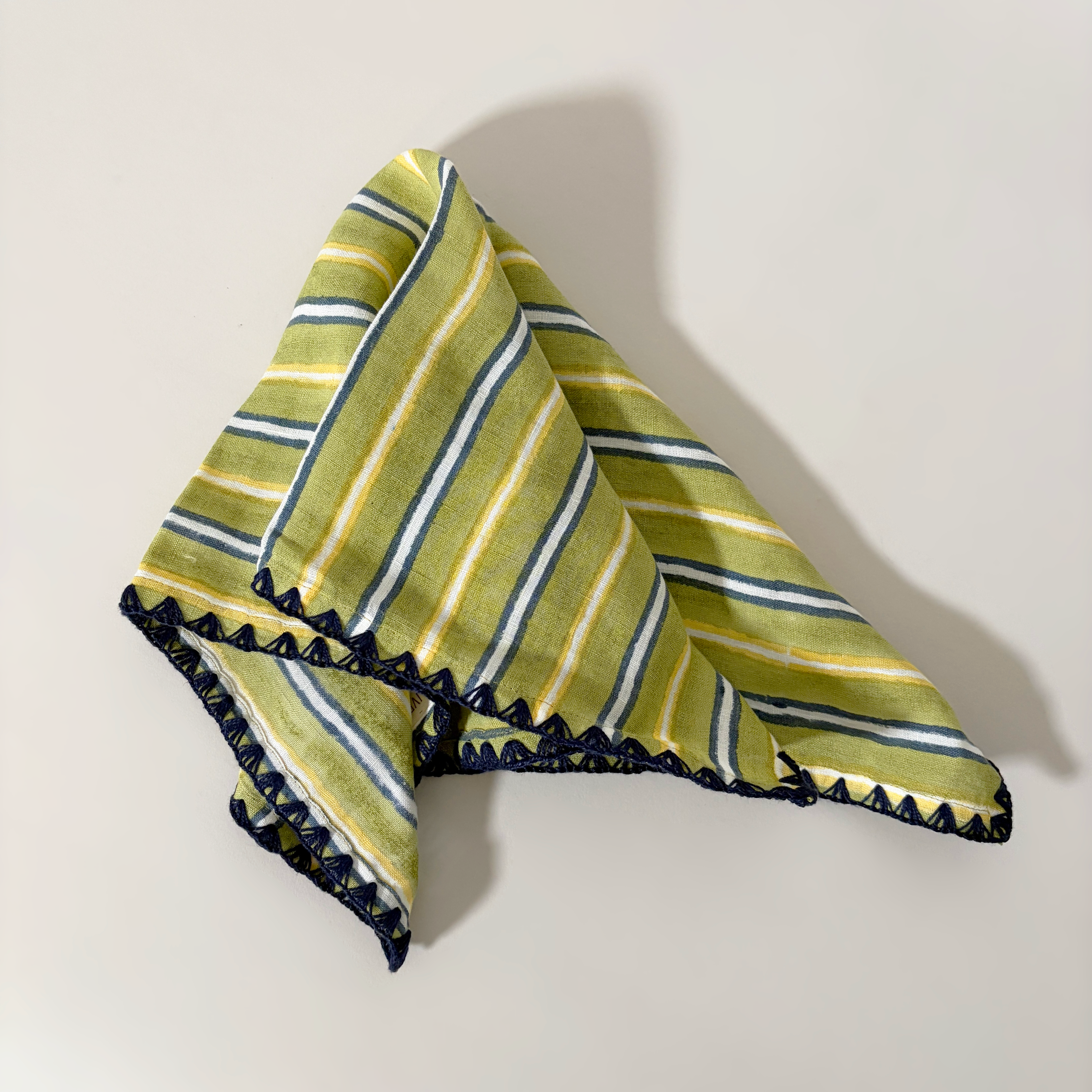 Striped Block Printed Napkins, Set of 2