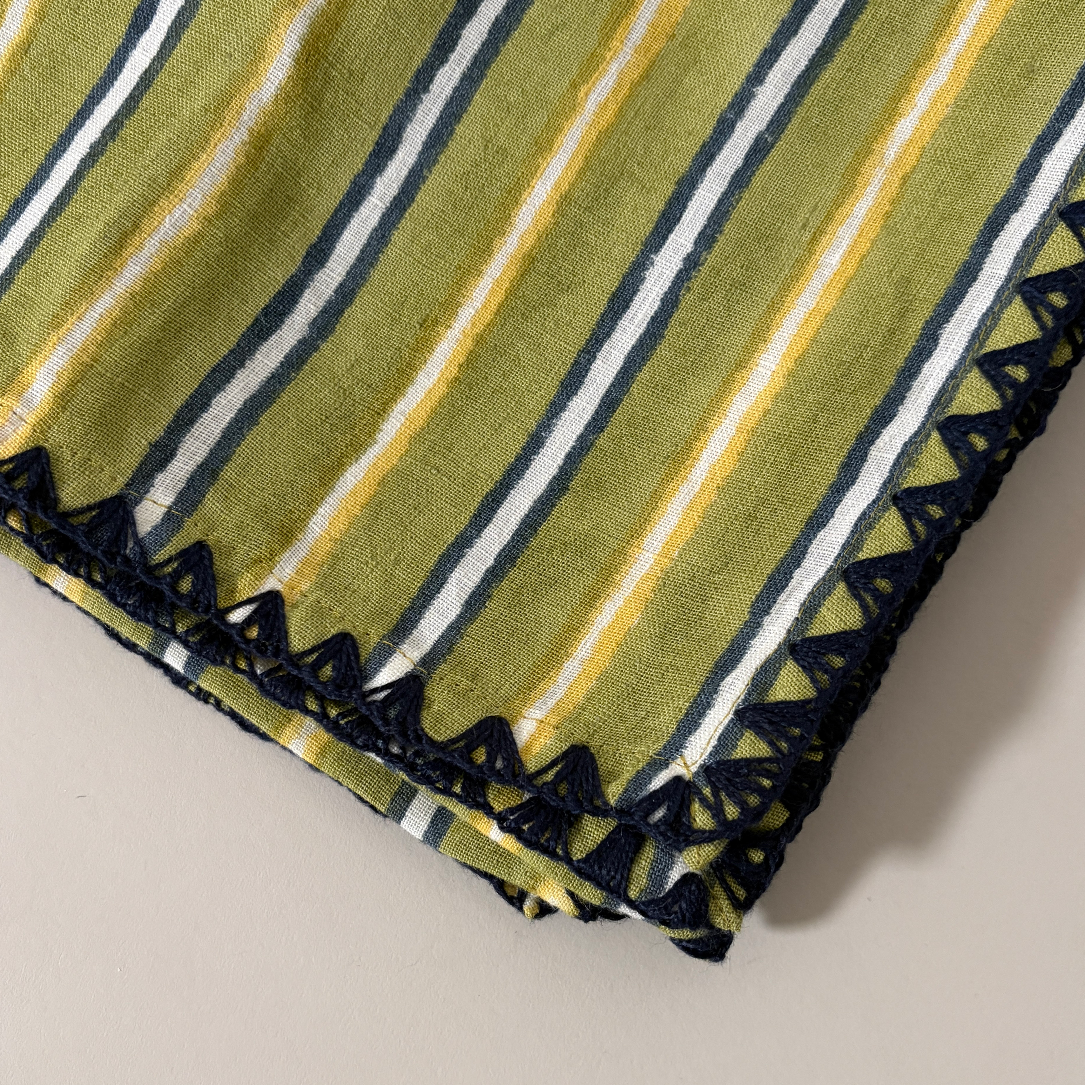 Striped Block Printed Tablecloth