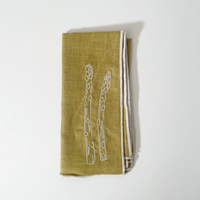 MÆGEN Embroidered Linen Napkins, Set of 2, Asparagus