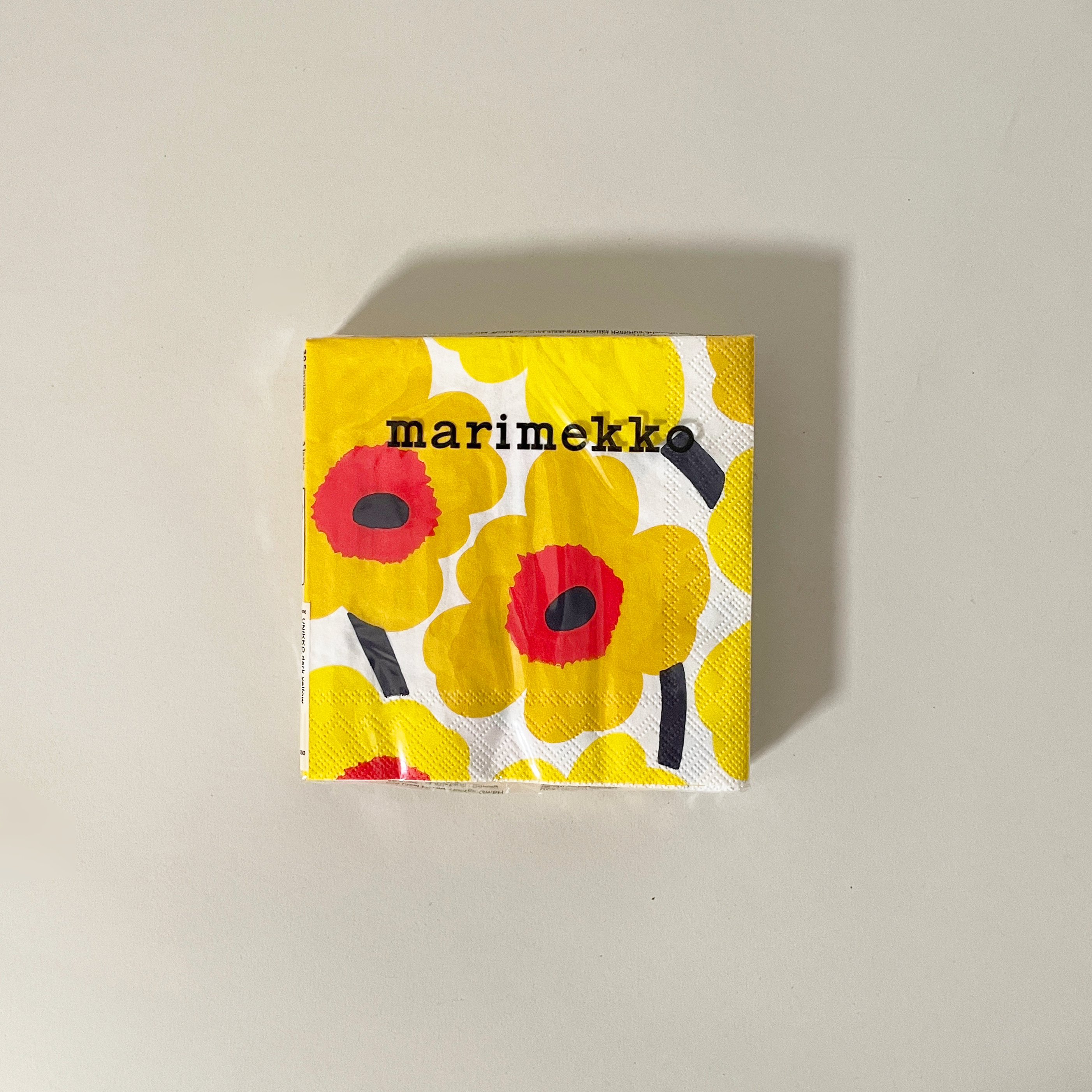 Yellow Marimekko Floral Paper Cocktail Napkins, Pack of 20