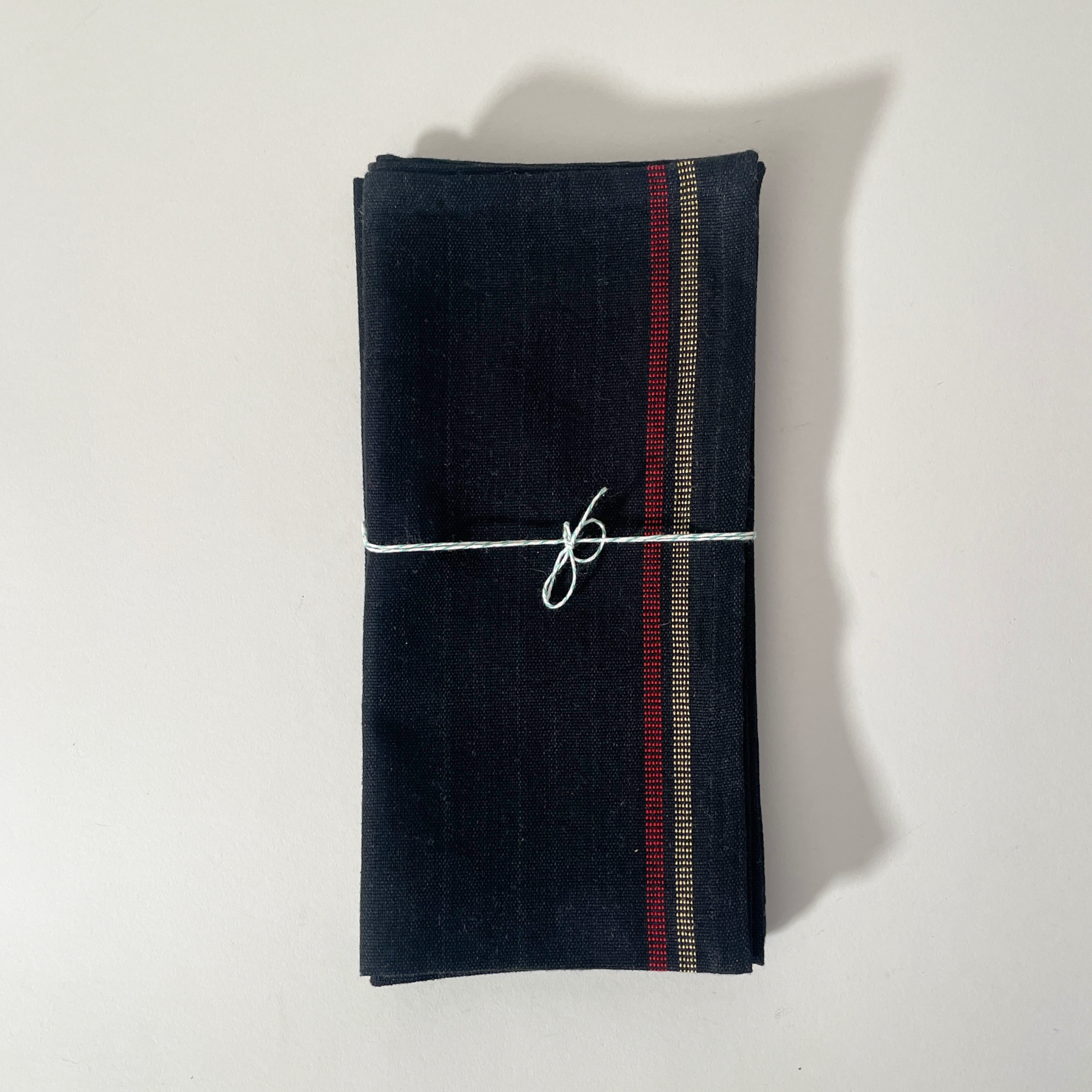 Mayamam Weavers Handwoven Cotton Napkins, Set of 2, Black