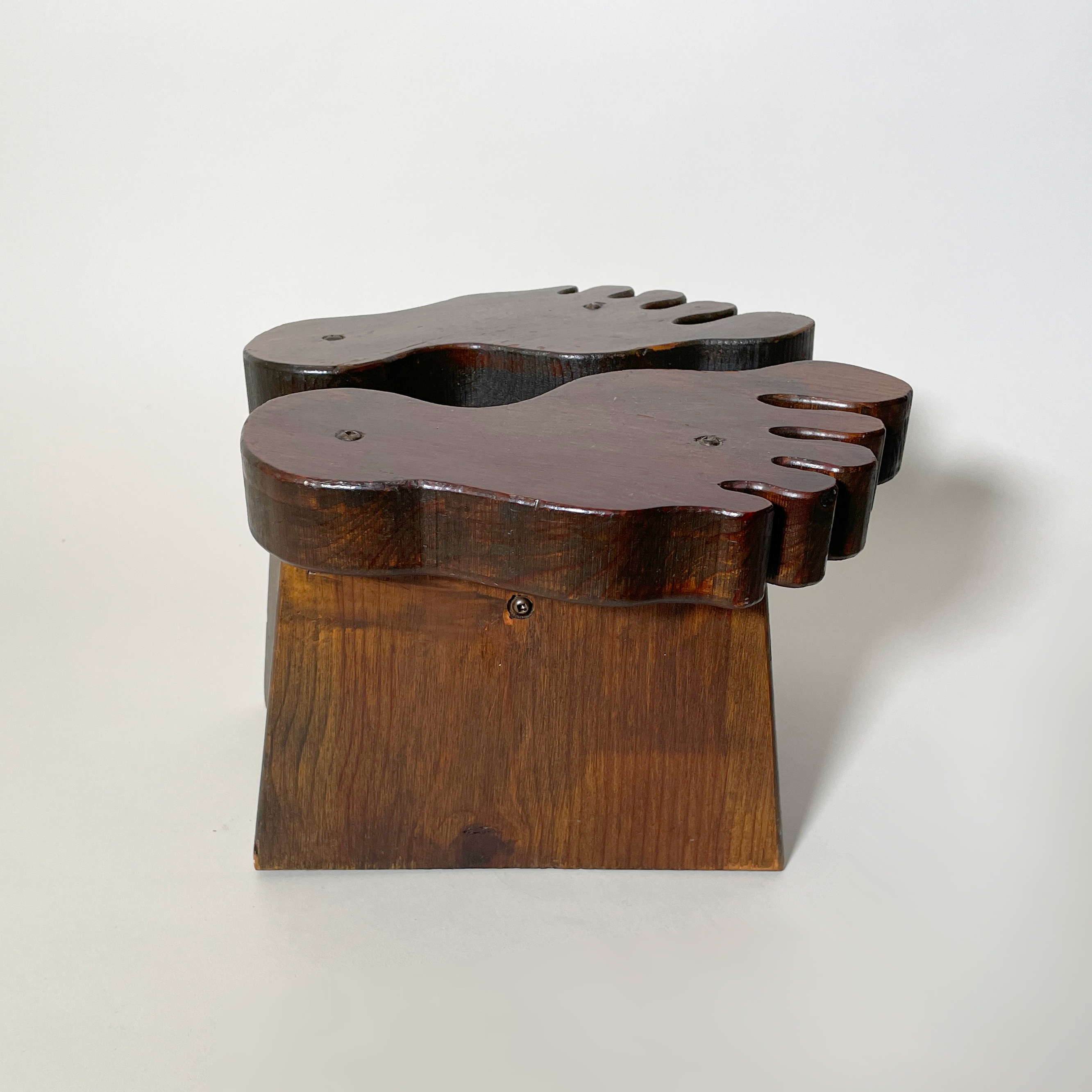 Foot-Shaped Wooden Plant Stand Stool