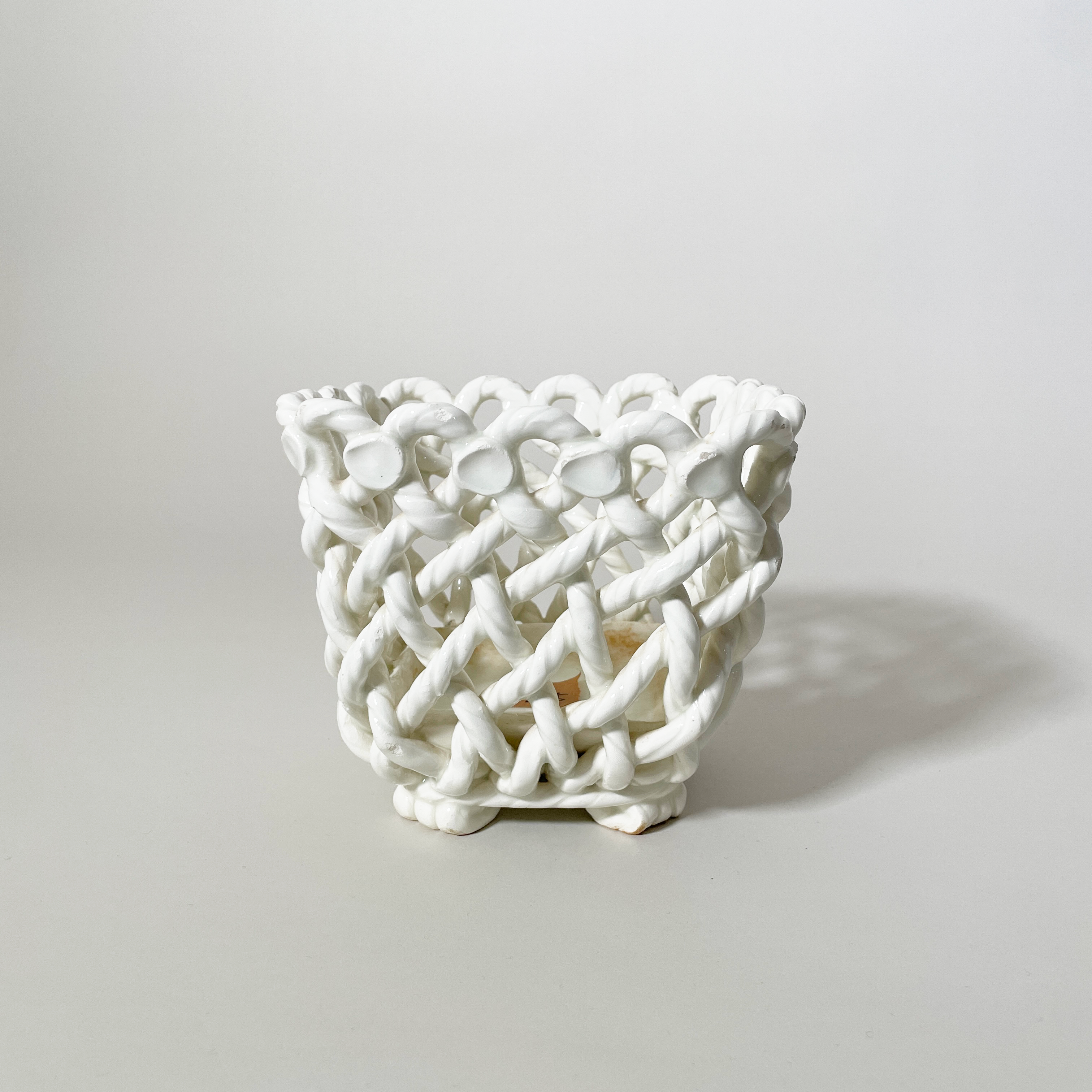 Square White Ceramic Rope Planters