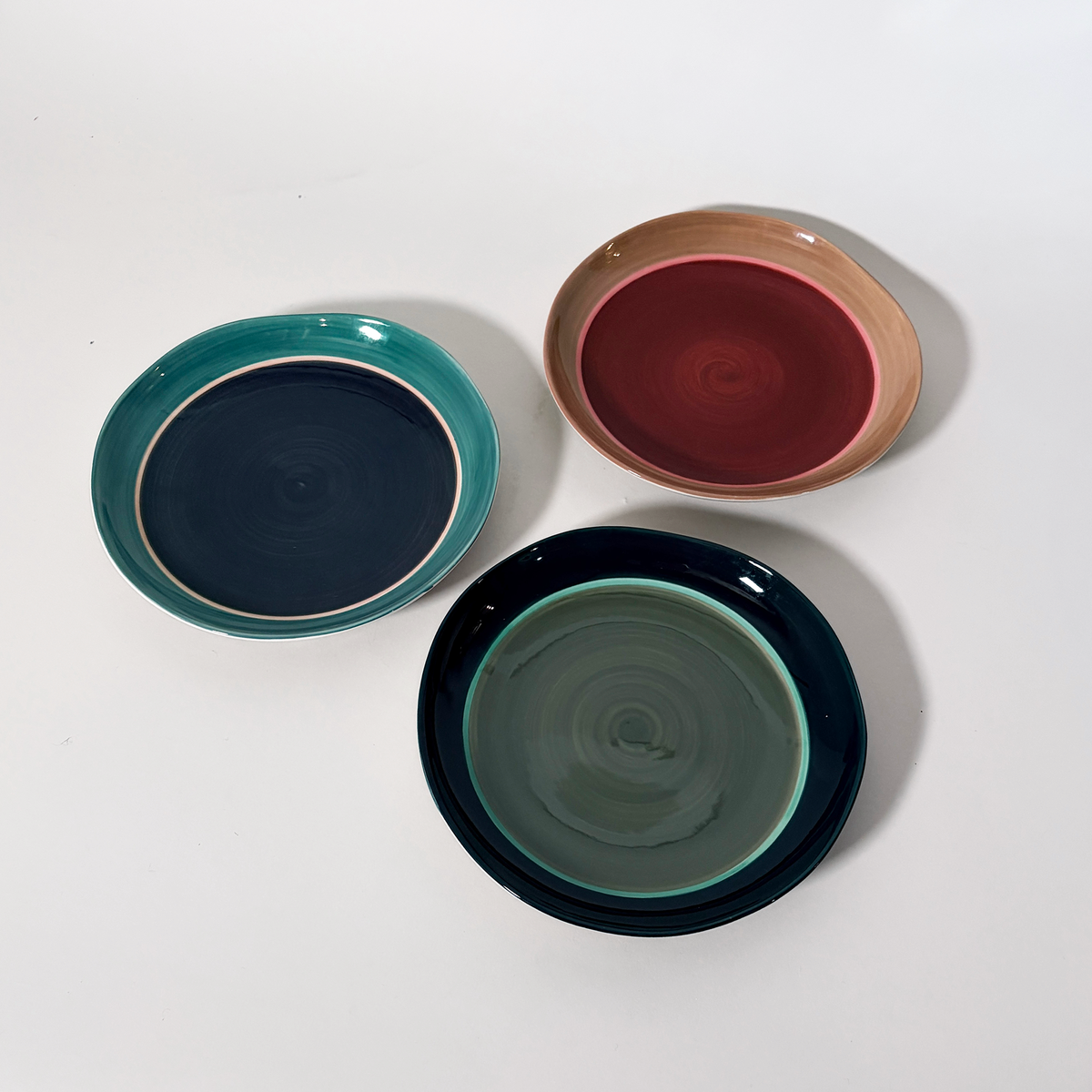 Small Concentric Glazed Ceramic Serving Plates