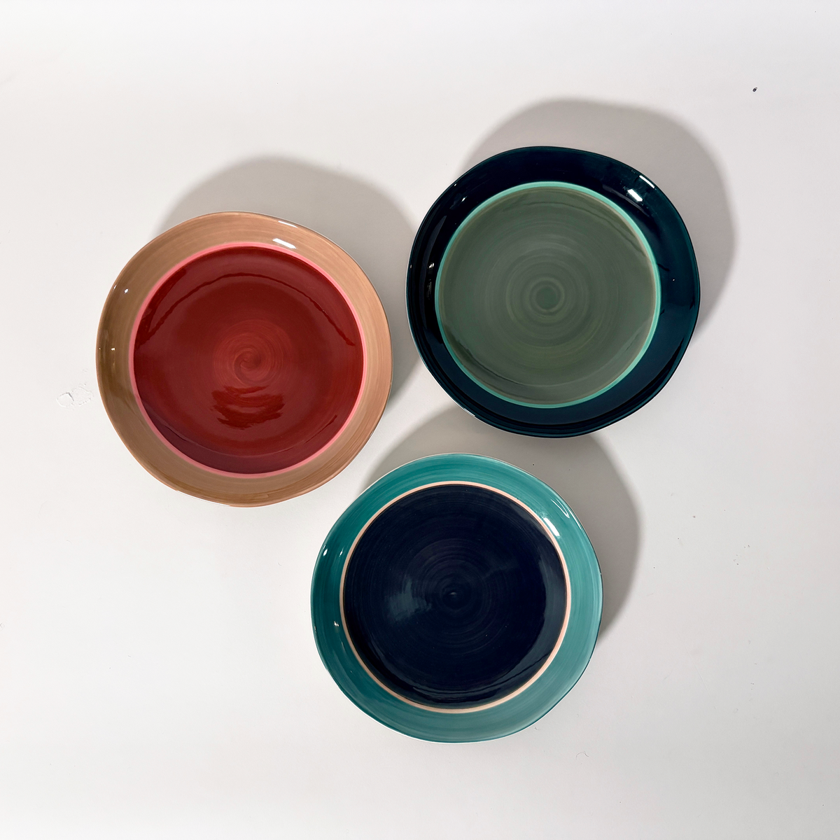 Small Concentric Glazed Ceramic Serving Plates