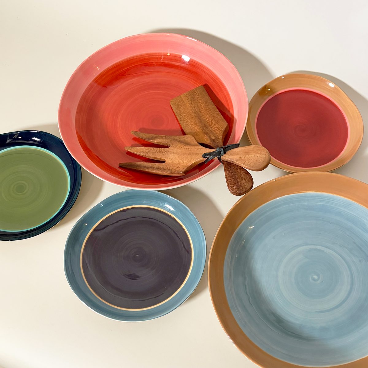 Small Concentric Glazed Ceramic Serving Plates